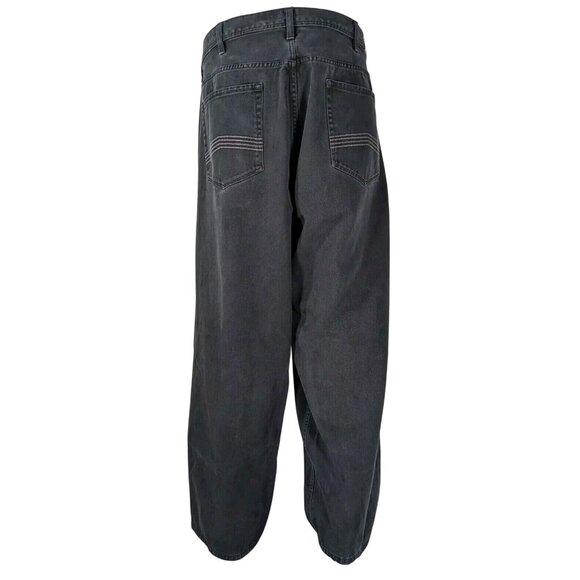 Sean John Mens Black Denim Jeans 48x28 Baggy Hip Hop Y2K Wide Straight Leg - Picture 2 of 16